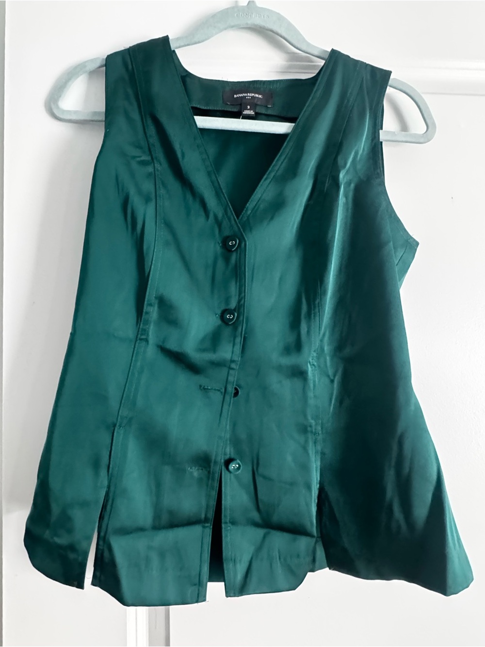 Banana Republic Teal Green Sleeveless Button Vest NWOT